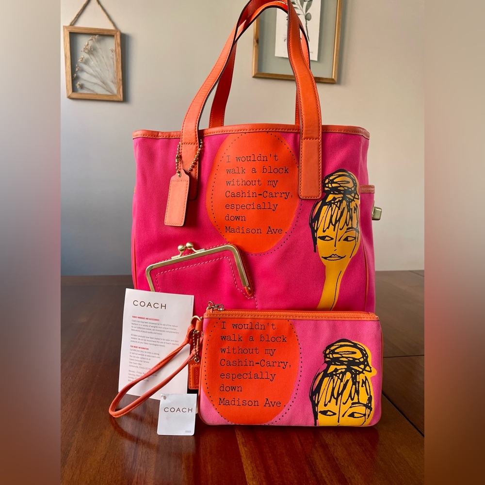 โผ๏ธโผ๏ธSOLD Coach Bonnie Cashin Kisslock Tote and Wristlet Set - Picture 1 of 17